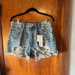 Zara Blue Distressed Jean Shorts NWT